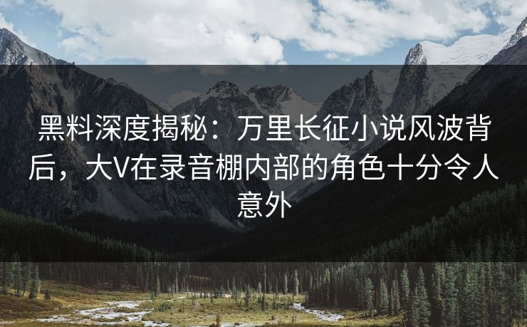 黑料深度揭秘：万里长征小说风波背后，大V在录音棚内部的角色十分令人意外