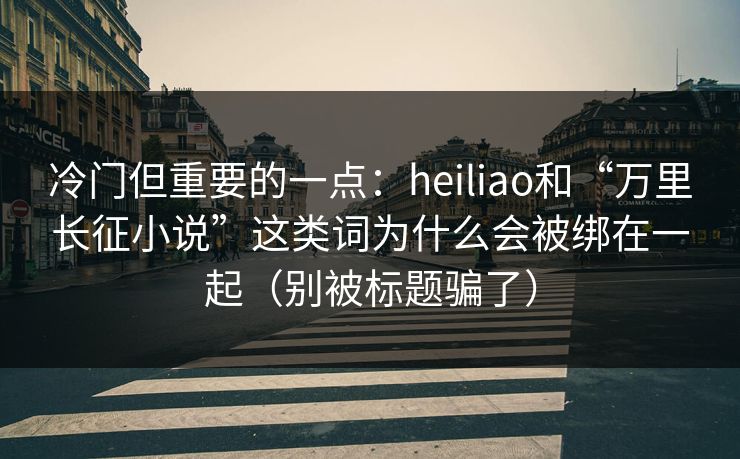 冷门但重要的一点：heiliao和“万里长征小说”这类词为什么会被绑在一起（别被标题骗了）