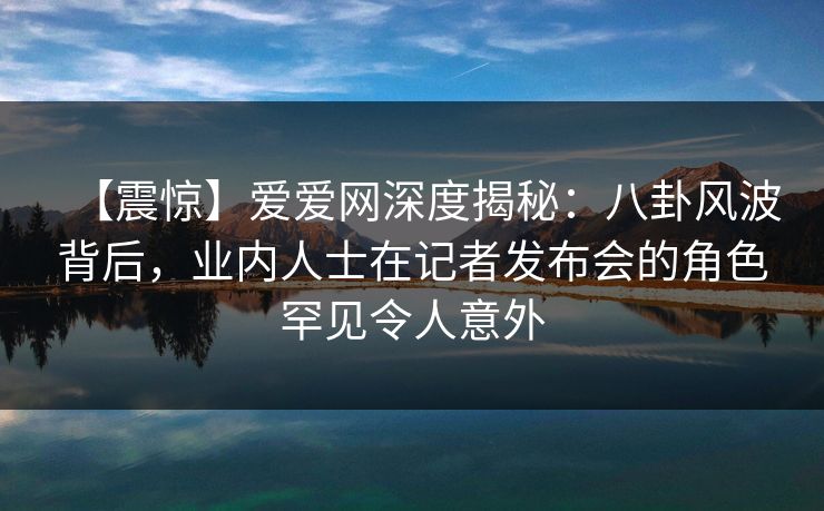 【震惊】爱爱网深度揭秘：八卦风波背后，业内人士在记者发布会的角色罕见令人意外