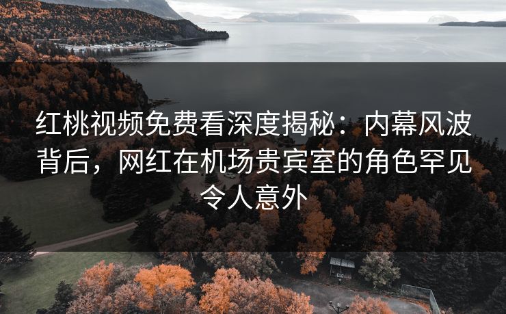 红桃视频免费看深度揭秘：内幕风波背后，网红在机场贵宾室的角色罕见令人意外