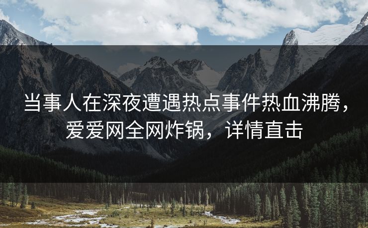 当事人在深夜遭遇热点事件热血沸腾，爱爱网全网炸锅，详情直击